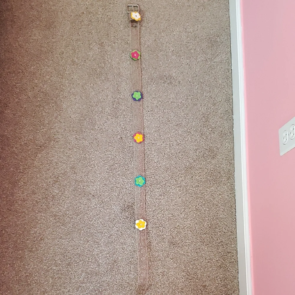 Clear Belt With Colorful Flowers